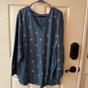 Jane and Delancey Teal Floral Long Sleeve Top